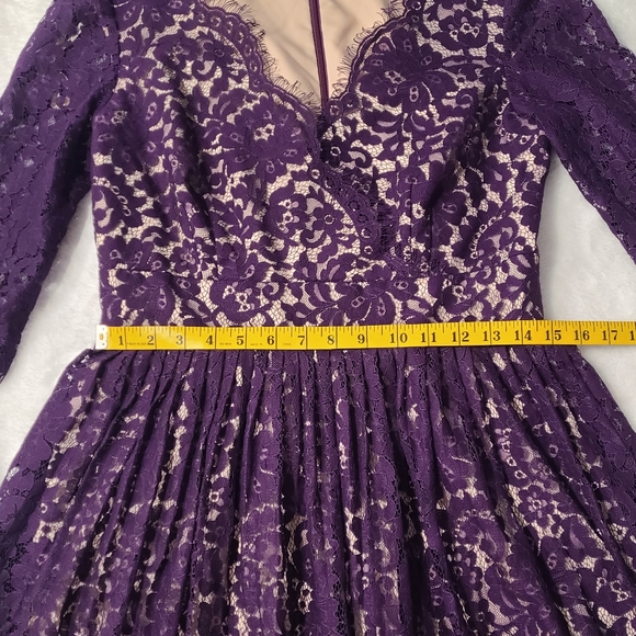 Eliza J. Fit and Flare Pleated Lace Dress Purple - Picture 2 of 7